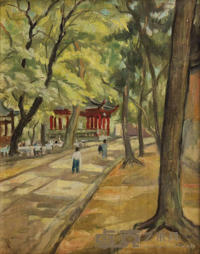 关良 1970年作 杭州灵隐寺 40.4×32.6cm