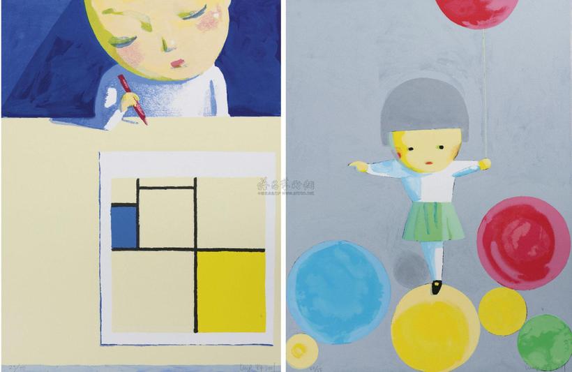 刘野 A COMPOSITION FOR MONDRIAN AND A GIRL WITH BALLOONS （TWO WORKS）