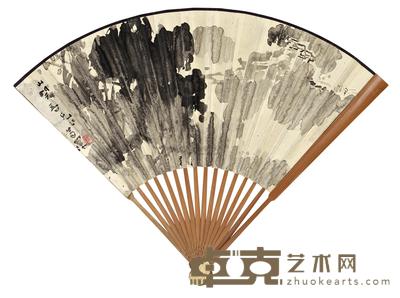 杨善深 MOUNTAIN SCENERY； CALLIGRAPHY IN XINGSHU folding fan 18.5×48cm