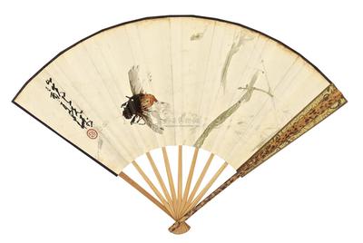 赵少昂 杨善深 CICADA； FLOWERS folding fan