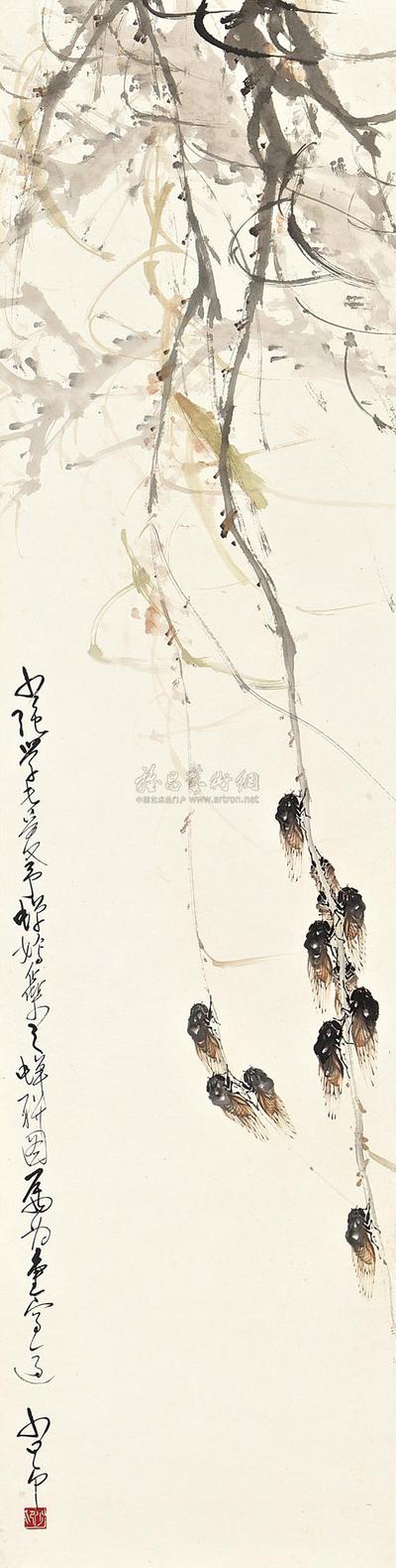 赵少昂 CICADAS hanging scroll
