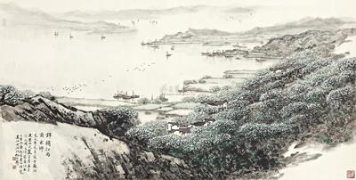宋文治 JIANGNAN RIVER TOWN framed
