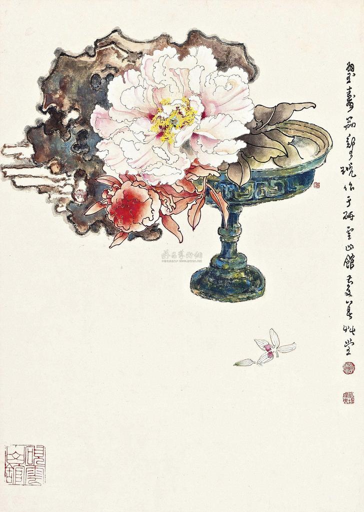 郑乃珖 PEONY hanging scroll