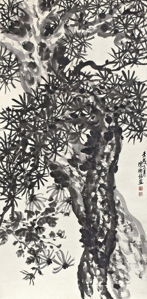 陈衡恪 PINE AND CHRYSANTHEMUM hanging scroll