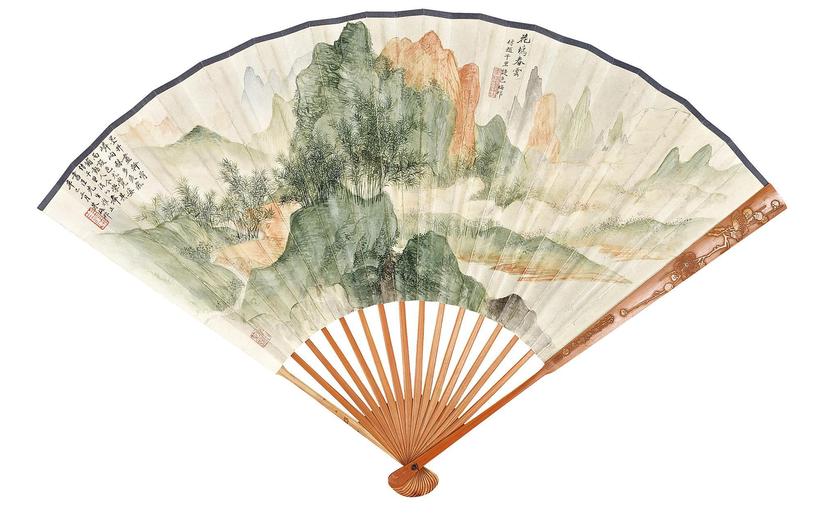 朱梅村 SPRING SCENERY folding fan