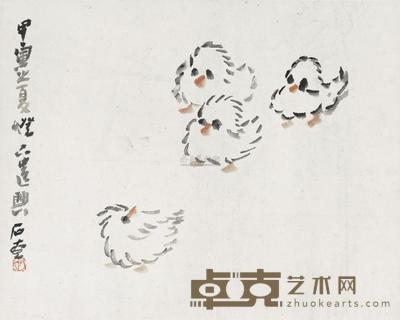 陈子庄 CHICKS framed 28×35cm