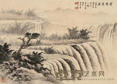 黄君璧 1972年作 云壑飞瀑 镜框 65×47cm