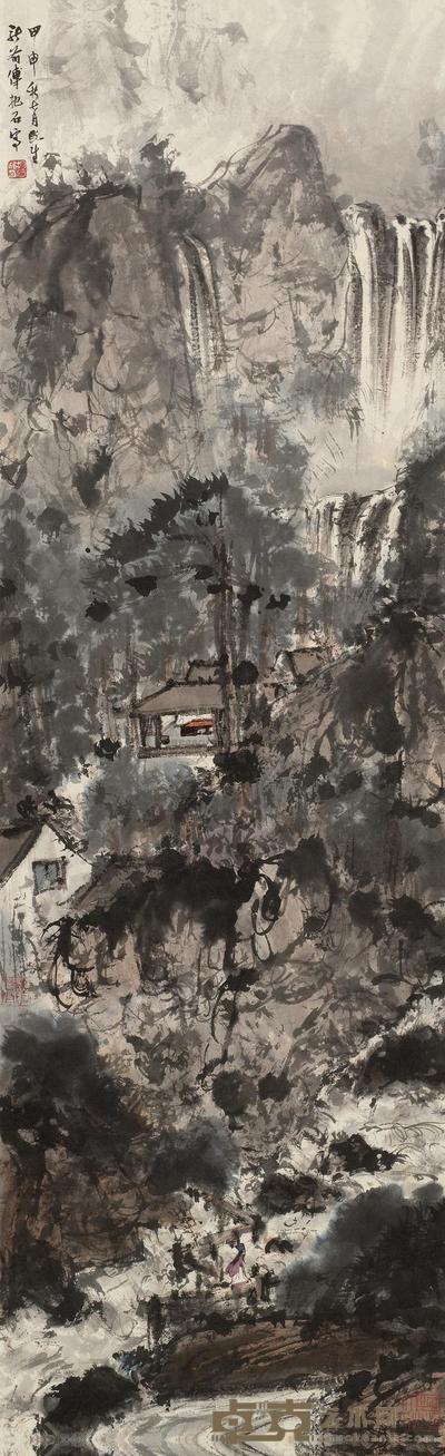 傅抱石 1944年作 清溪濯足图 立轴 117×36cm