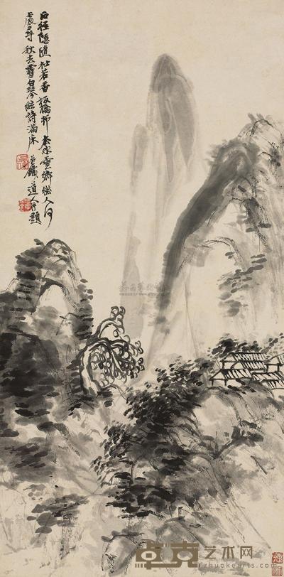 吴昌硕 幽径寻诗 立轴 67×33cm
