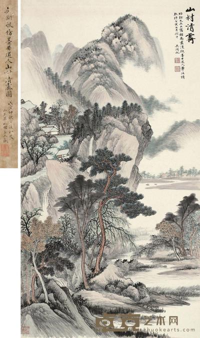 吴湖帆 1938年作 山村清霁 立轴 133×71cm