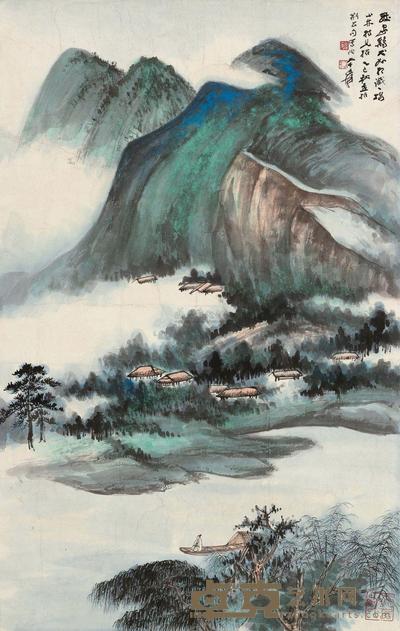 张大千 1965年作 云山翠薇 立轴 89.5×56cm