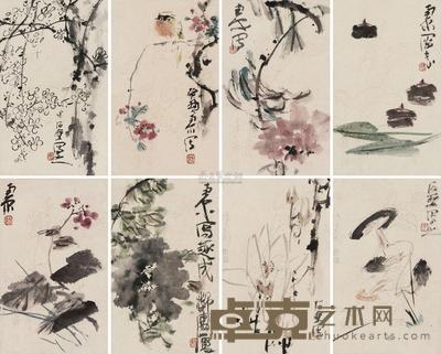陈子庄 闲花逸鸟册 册页 （八开） 25×17cm×8