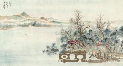 吴青霞 1954年作 三潭印月 镜片 60.5×114.5cm