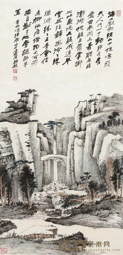 张大千 幽泉鸣弦图 立轴 124×61cm