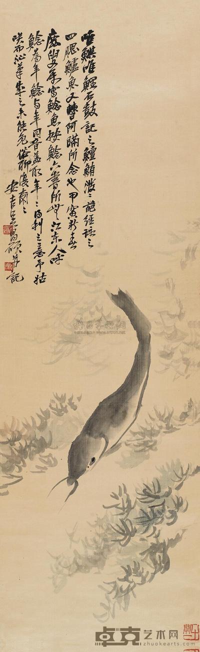 吴昌硕 1914年作 年年得利 立轴 129×40cm