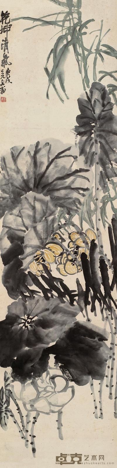 吴昌硕 1910年作 乾坤清气 立轴 175×46cm