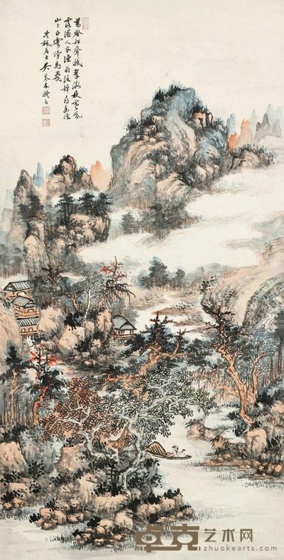 吴琴木 幽壑翠微 立轴 106×54cm