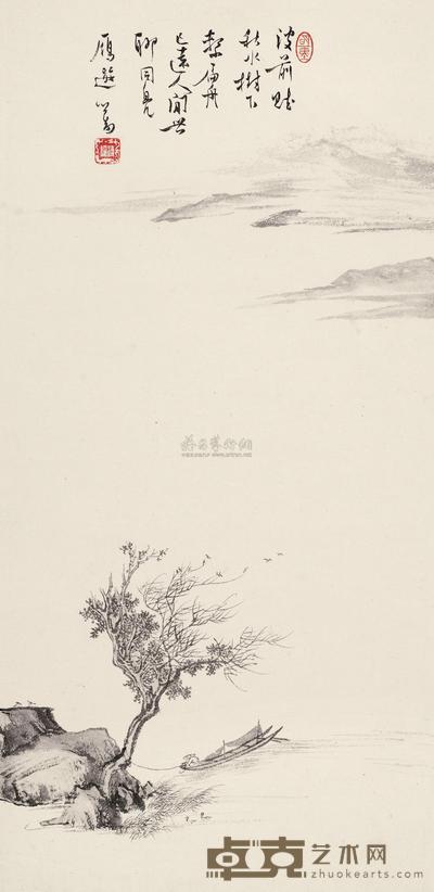 溥儒 湖山系舟 立轴 60.5×29cm