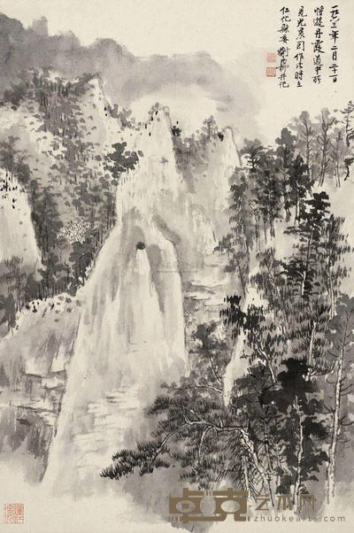 谢稚柳 1963年作 丹霞道中 立轴 66×44cm