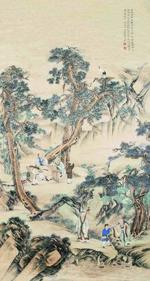 禹之鼎 山水人物 立轴