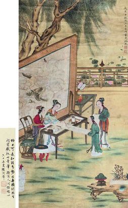 冷枚 仕女 立轴