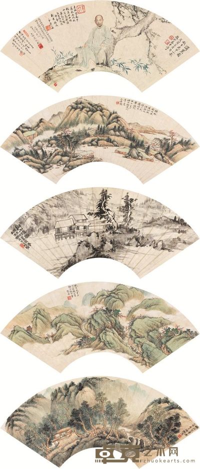 朱屺瞻 张晋 等 嘤鸣集、秋蟹集册 扇面册页 （六十二开选五） 尺寸不一
