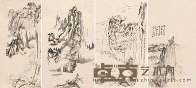 张大千 1946年作 写生山水 (四幅) 纸片 110×51.5cm;76.5×51.5cm;94×55cm;111.5×61cm