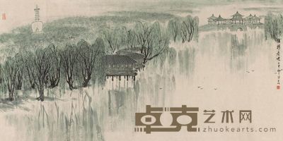 亚明 1992年作 维扬春晓 镜片 70×138cm