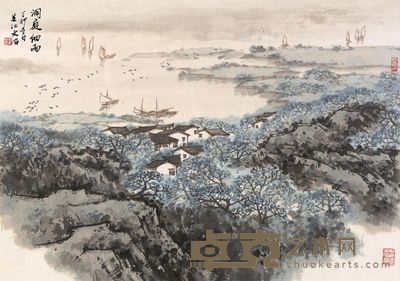 宋文治 1987年作 洞庭细雨 镜框 37.5×53cm