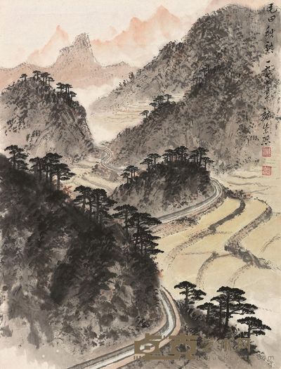 魏紫熙 1977年作 毛田秋熟 镜框 46×35cm