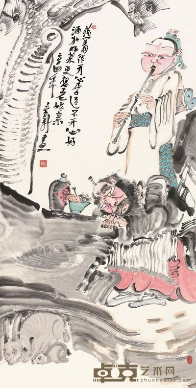 周京新 2004年作 人物 镜片 138×69cm
