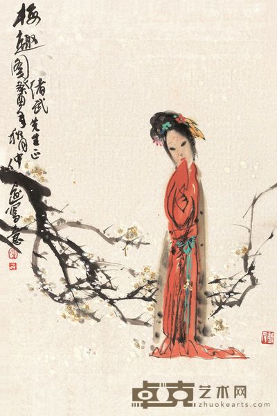 冯远 1993年作 梅趣图 镜心 68×45cm