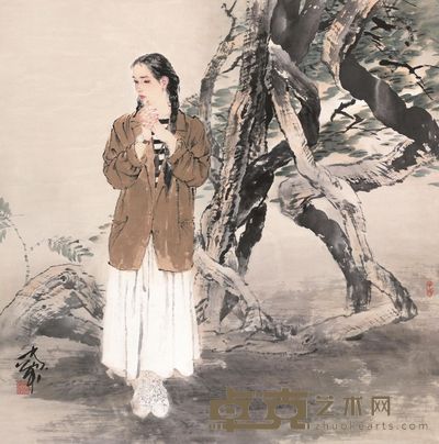 何家英 1994年作 相思 立轴 83×82.5cm