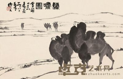 吴作人 1982年作 驼啸图 立轴 44.5×68.5cm