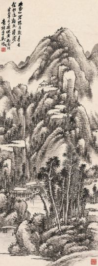 吴待秋 1938年作 山水 镜片