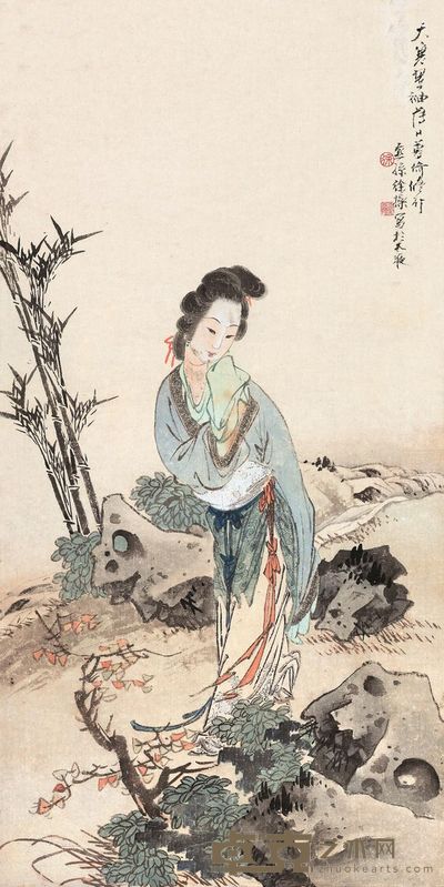 徐操 仕女 镜片 86×43cm