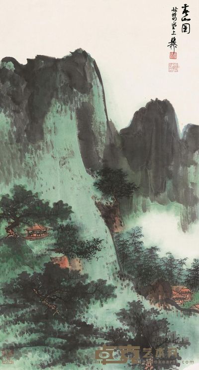 谢稚柳 春山图 镜片 89.5×48cm