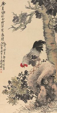 胡郯卿 1915年作 花鸟 立轴