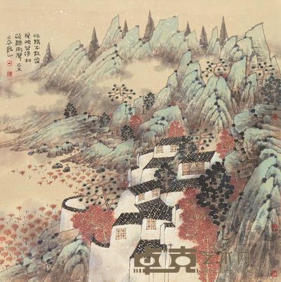 温巍山 2009年作 秋阴不散霜飞晚 镜片 66×66cm