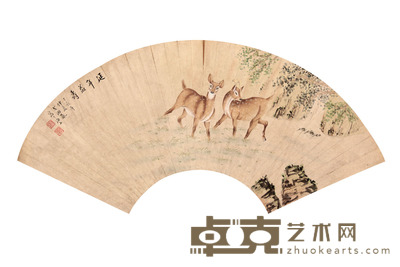 戈湘岚 延年益寿扇面镜片 19×54
