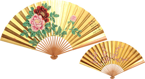 何香凝、钱君匋 花卉成扇