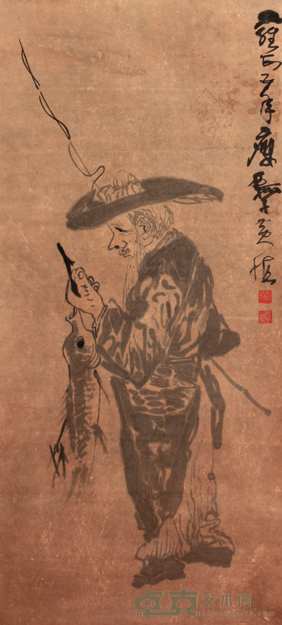黄慎 人物立轴 93×43