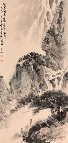 傅抱石 山水人物立轴
