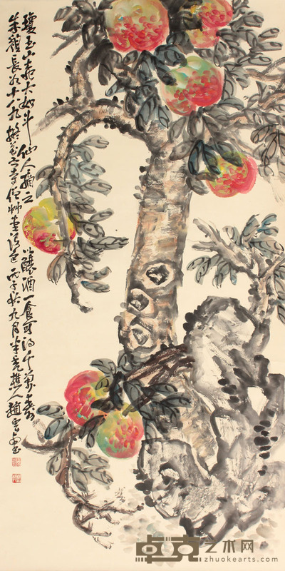 赵云壑 寿桃立轴 137×69
