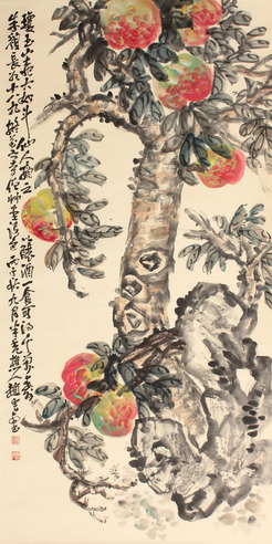 赵云壑 寿桃立轴