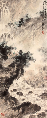 傅抱石 山水立轴