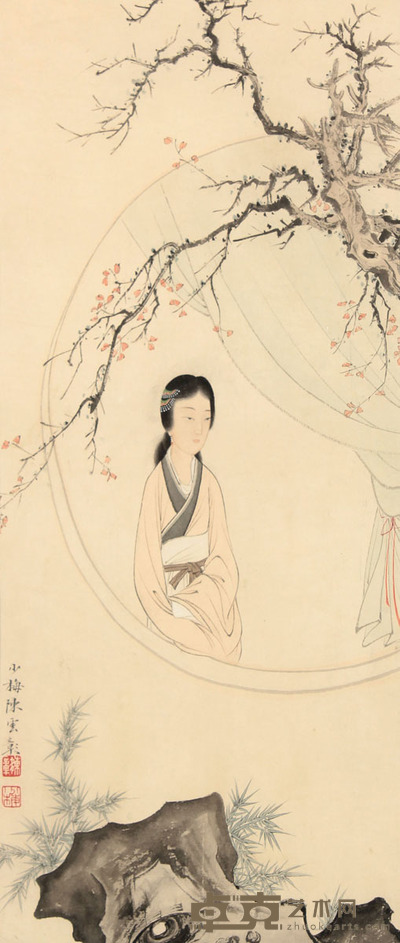 陈少梅 仕女镜框 42×19