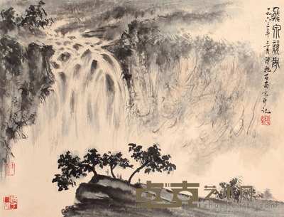 傅抱石 山水人物立轴 45×58