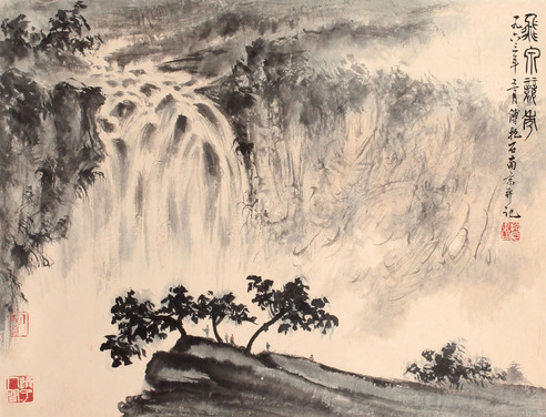 傅抱石 山水人物立轴