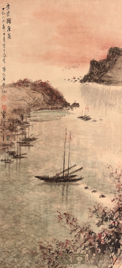傅抱石 山水立轴 82×37